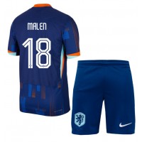 Camisa de Futebol Holanda Donyell Malen #18 Equipamento Secundário Infantil Europeu 2024 Manga Curta (+ Calças curtas)